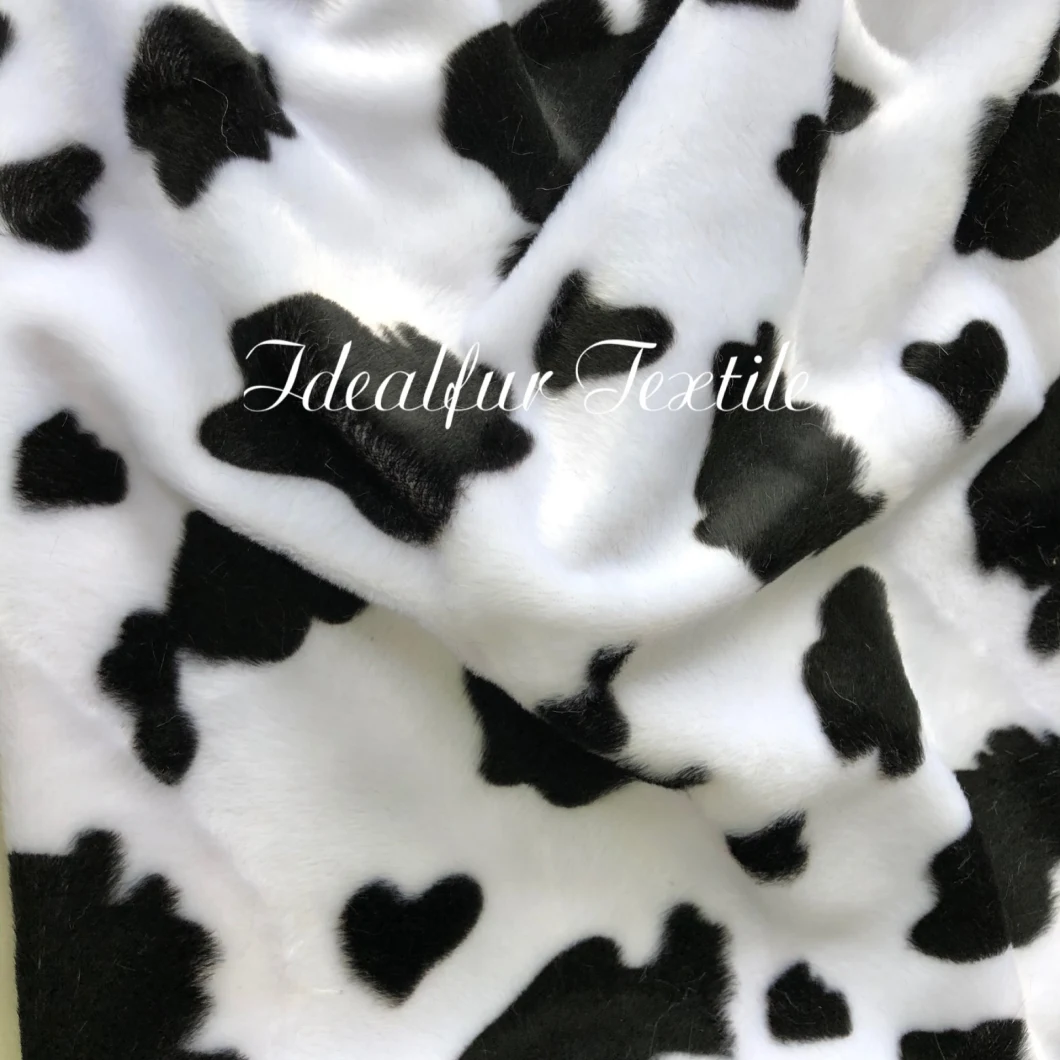 Cow Printing Short Pile Imitation Rabbit Fur